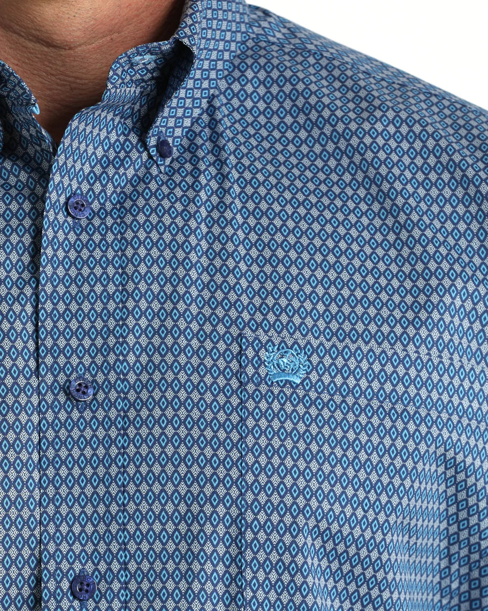 Cinch Royal Blue Geometric Print L/Sleeve Shirt