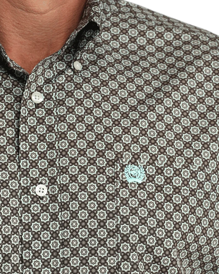 Cinch Mens Geo Print Long Sleeve Button Down Shirt