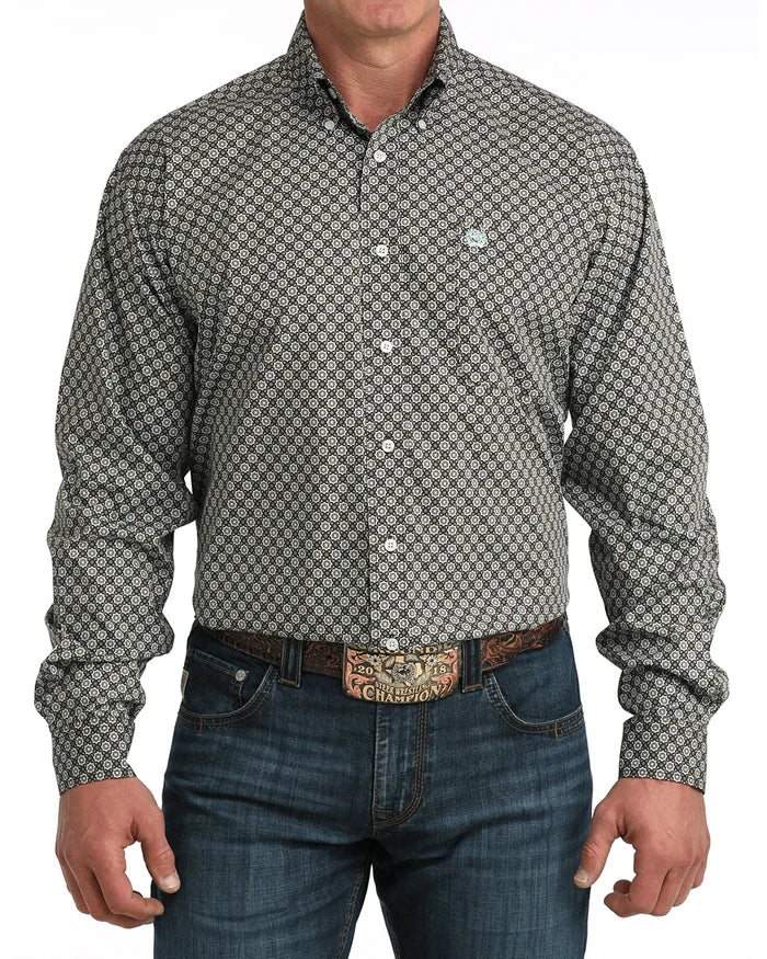 Cinch Mens Geo Print Long Sleeve Button Down Shirt