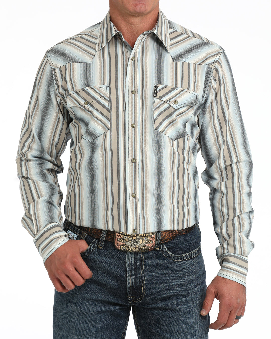 CinchMensModernFitLongSleeveStripeSnapShirt | Country Clothing - Mens Shirt | Saddleworld Ipswich