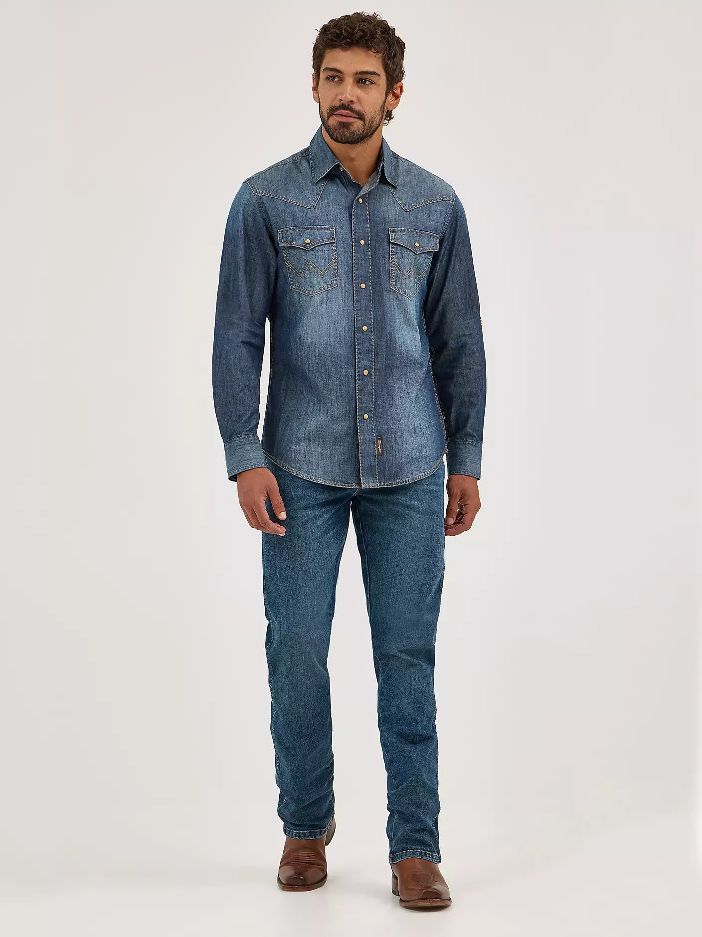 Wrangler Mns Retro Premium Denim Snap Shirt