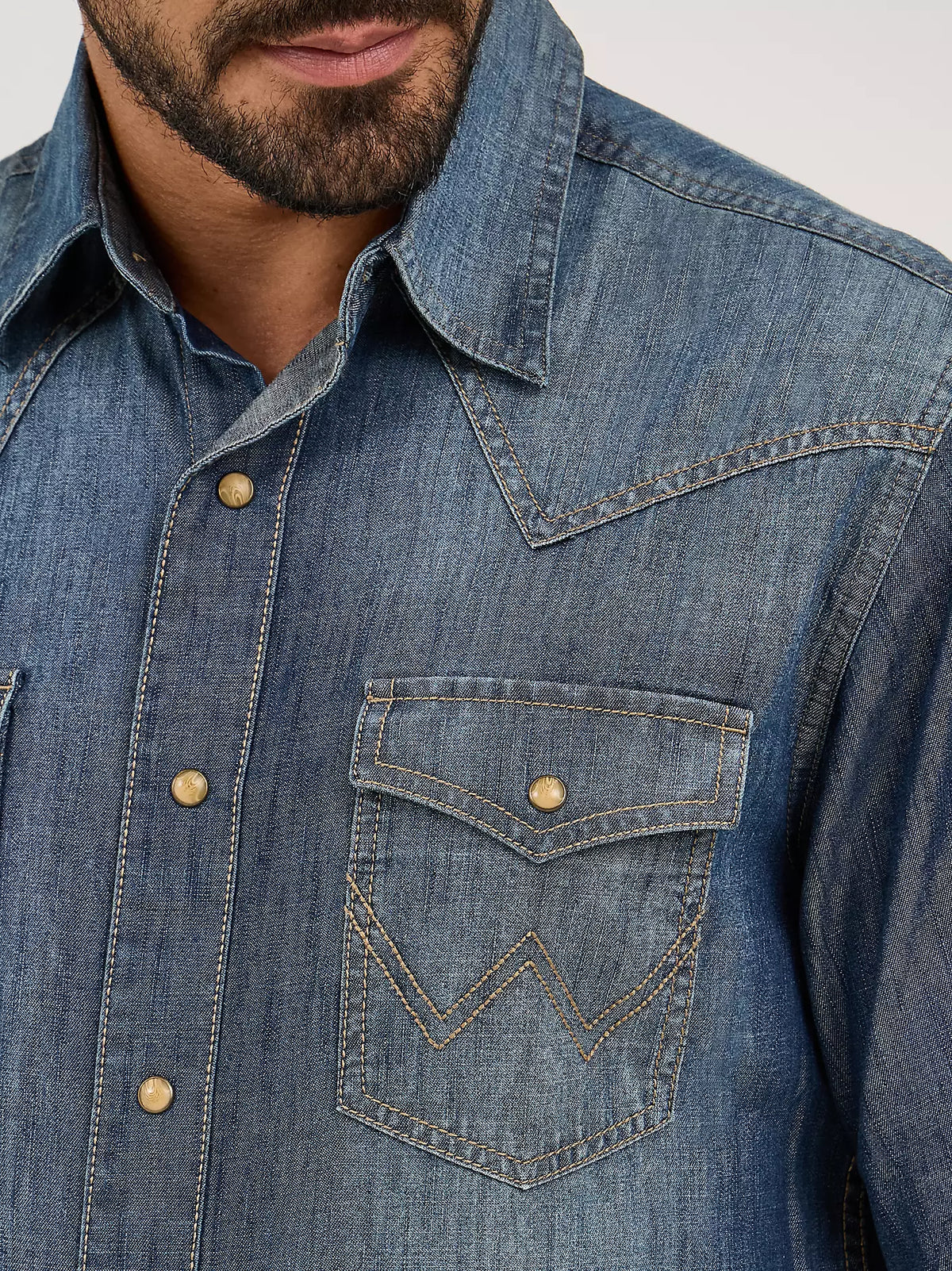 Wrangler Mns Retro Premium Denim Snap Shirt