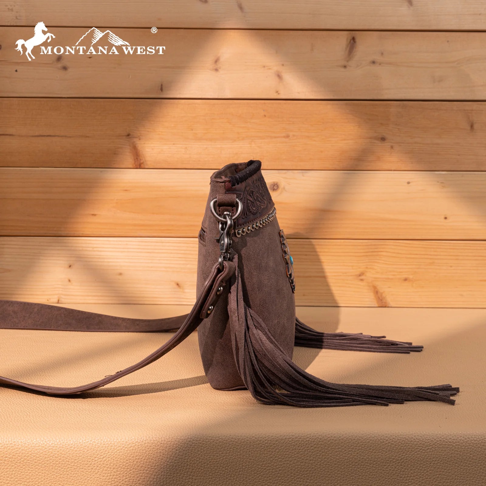 Montana West Tooled Aztec Concho Collection Crossbody