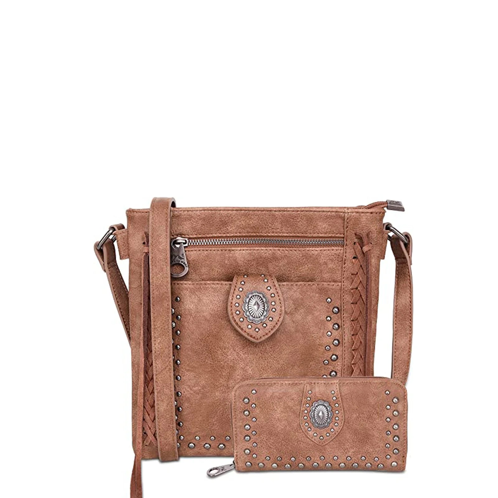 Montana West Concho Collection Crossbody Bag Wallet Set