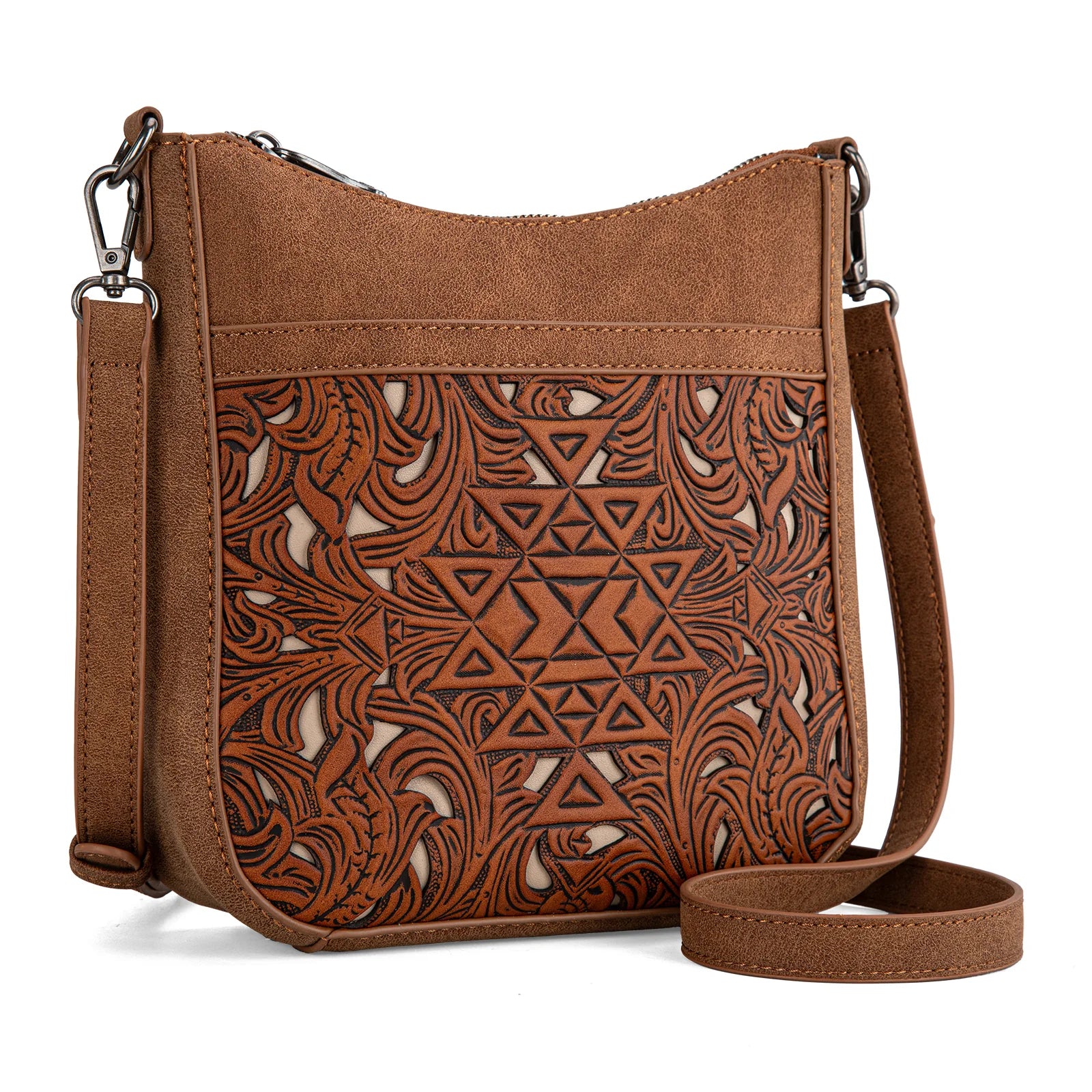 Trinity Ranch Floral Aztec Tooled Crossbody