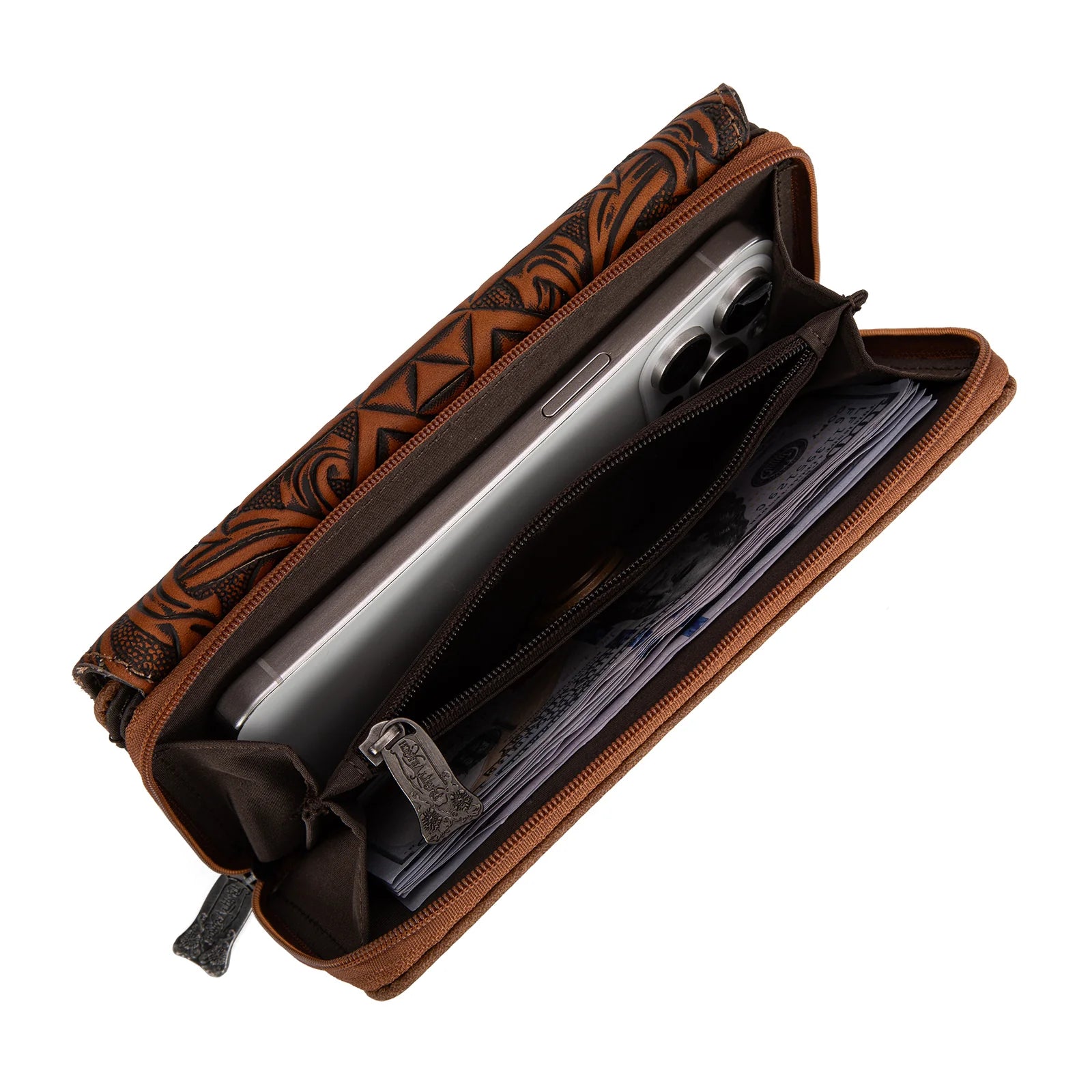 Trinity Ranch Floral Aztec Tooled Collection Wallet
