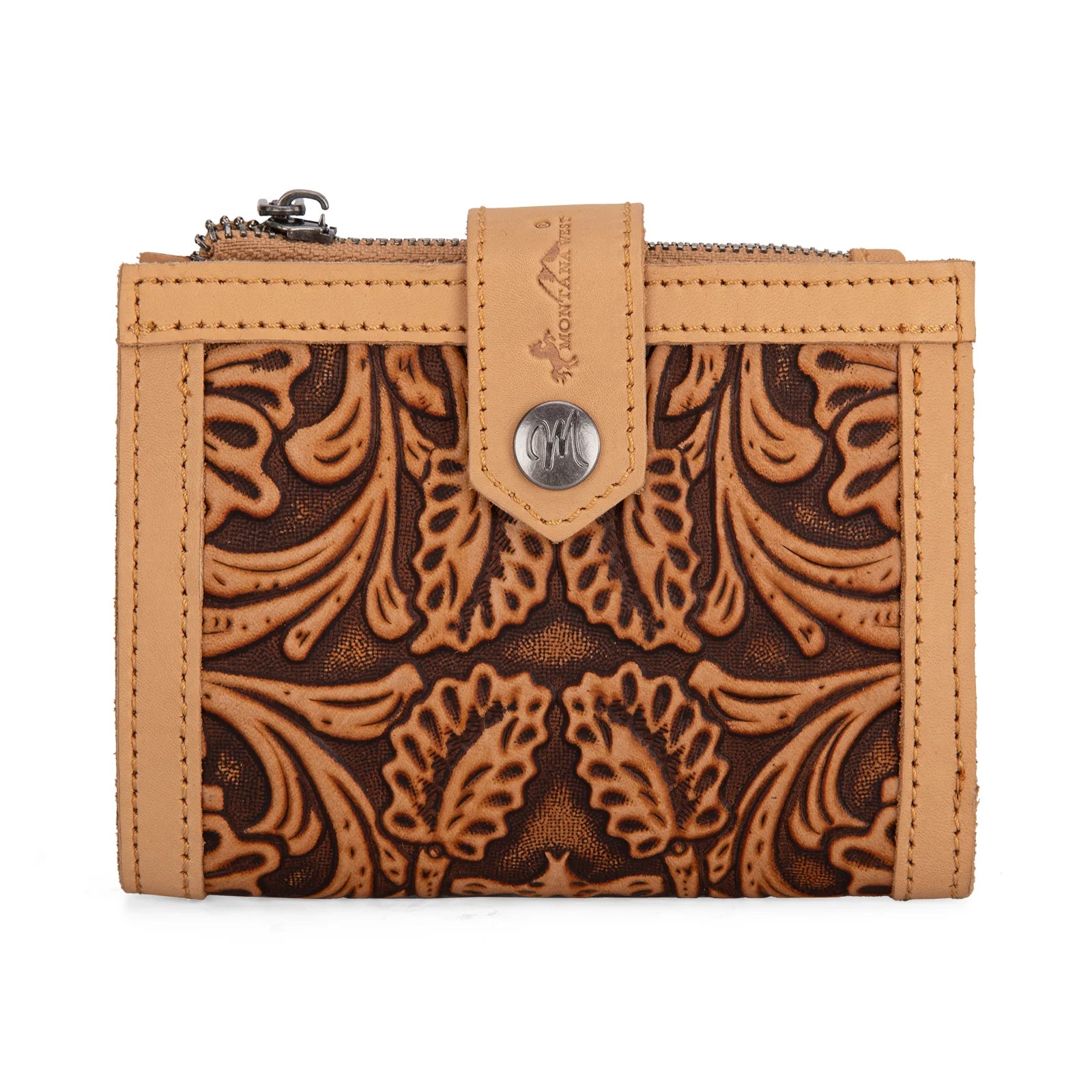 Montana West Leather Tooled Bi Fold RFID Wallet