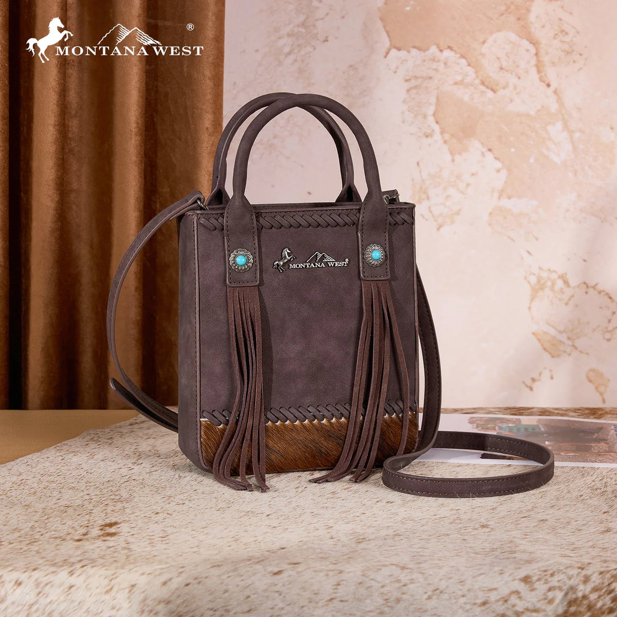 Montana West Hair On Cowhide Crossbody | Giftware - Handbag | Saddleworld Ipswich