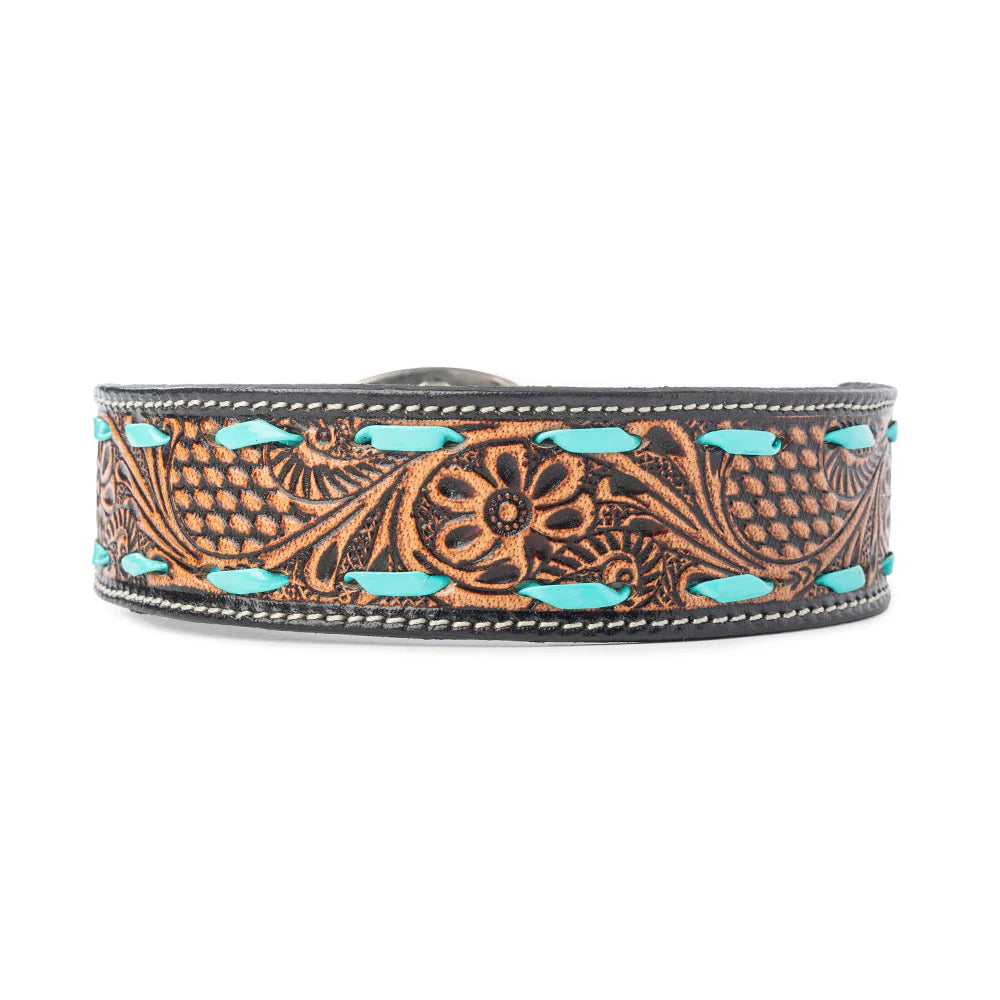 Myra Turquoise Trail Cowboy Dog Collar in Black