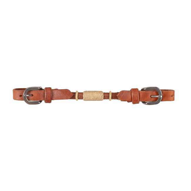 Showman Leather Rolled Curb Strap with Rawhide
