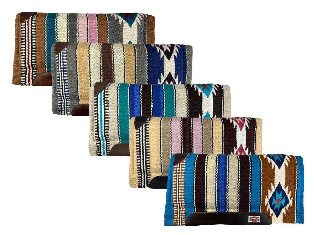 Showman 36x34 Tan Wool/Memory Foam Top Saddle Pad with Felt Bottom and Top Grain Leather Wear Leathers