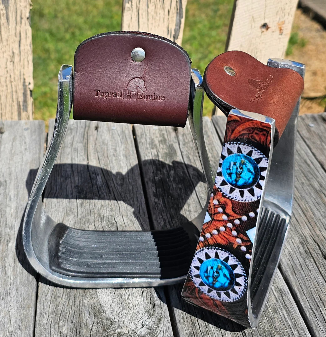 Toprail Oxbow with Printed Turquoise Concho and Rubber Grip