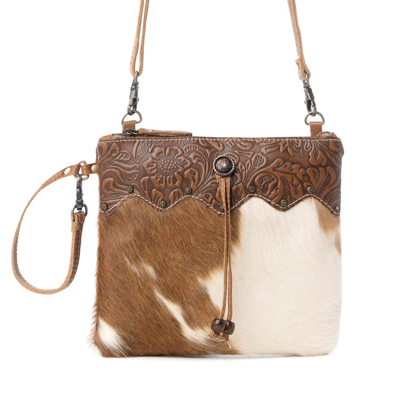 Ornate Brown Leather and Hairon Bag | GIftware - Handbag | Saddleworld Ipswich