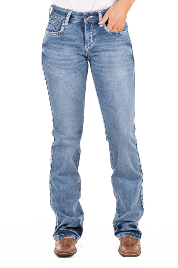 Hitchley and Harrow Comfort Cut High Rise - Augusta White Wash Stitch Jeans