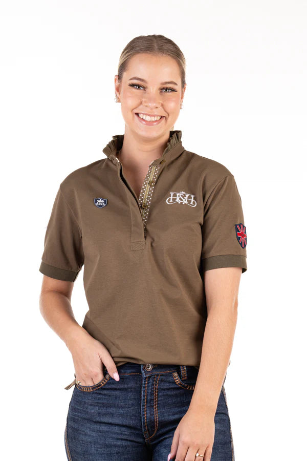 Hitchley and Harrow Loose Fit Polo - Olive Frill