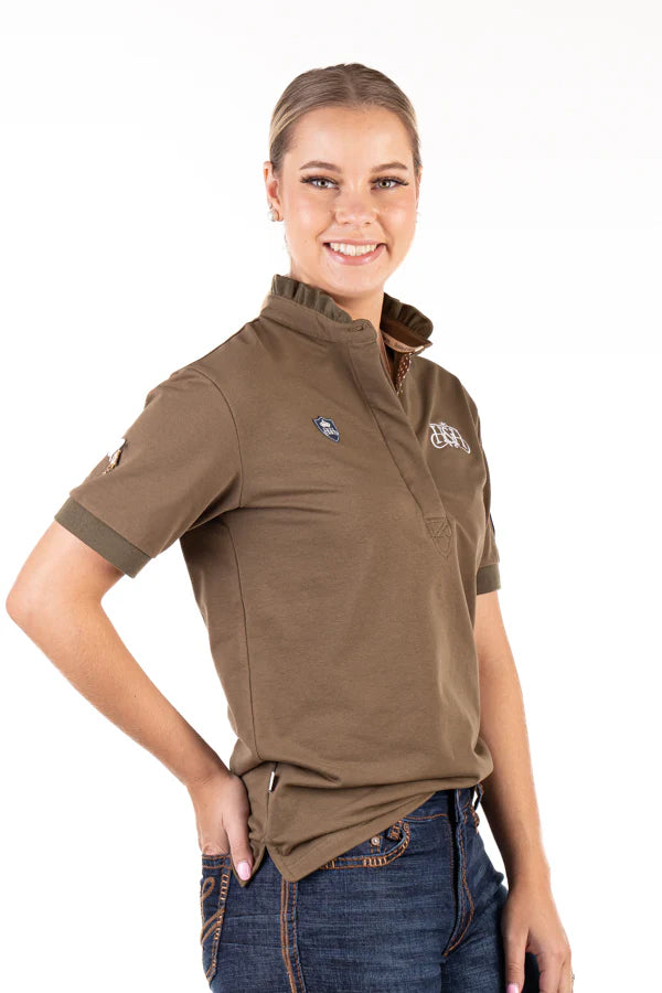 Hitchley and Harrow Loose Fit Polo - Olive Frill