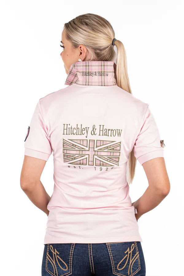 Hitchley and Harrow Fitted Polo - Baby Pink and Olive