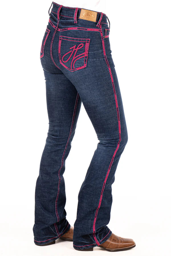 Hitchley and Harrow Ultra High Rise Jean - Hot Pink Stitch