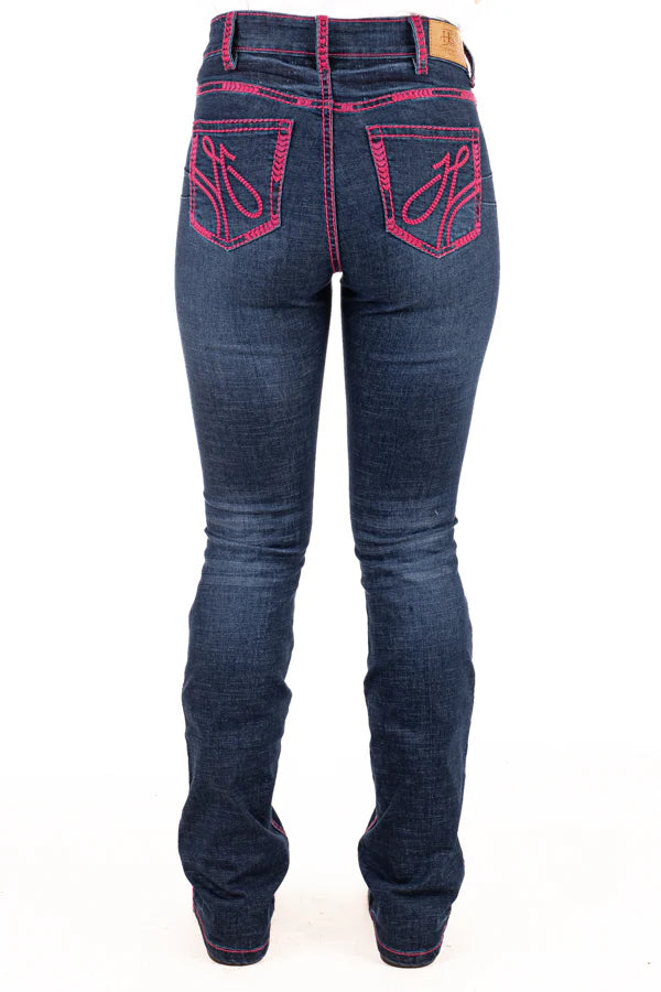 Hitchley and Harrow Ultra High Rise Jean - Hot Pink Stitch