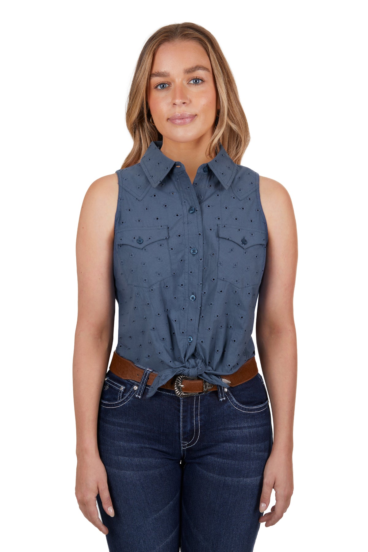 Pure Western Wmns Lola Short Sleeve Shirt - Black Friday Sale