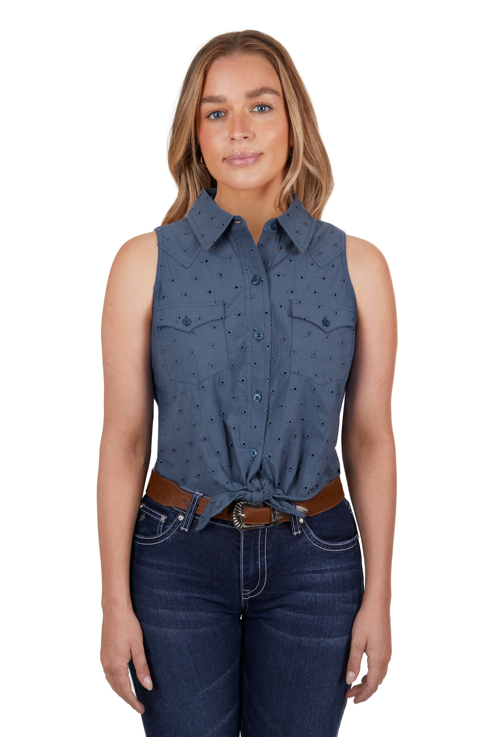 Pure Western Wmns Lola Short Sleeve Shirt - Black Friday Sale