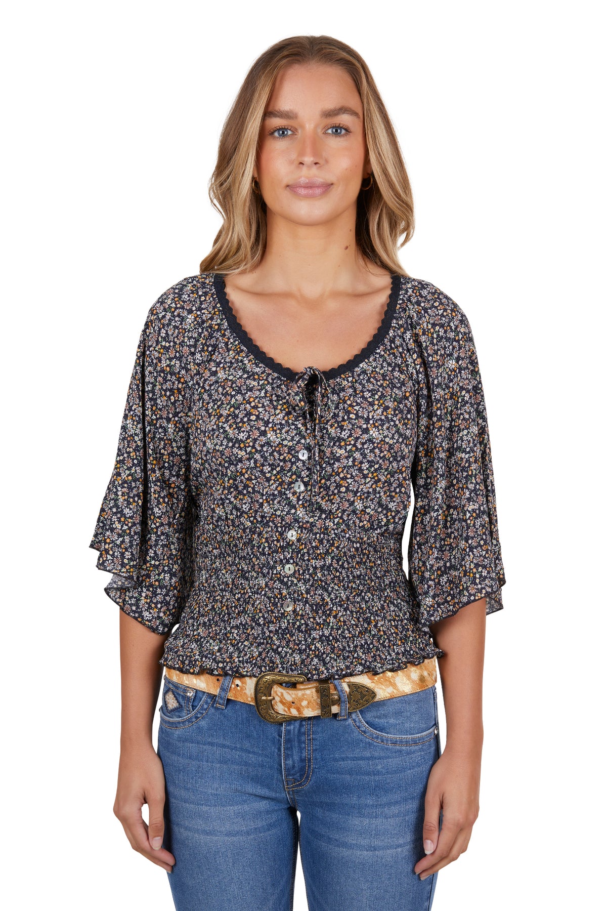 Pure Western Wmns Maggie Blouse - Black Friday Sale
