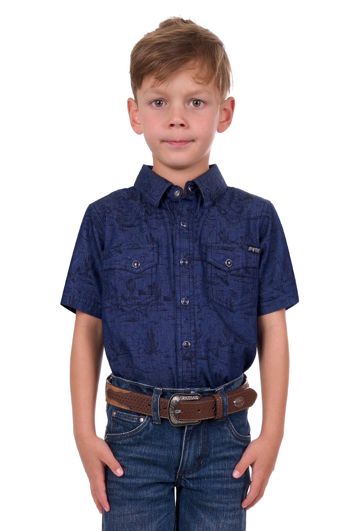 Pure Western Boys Drew SS Shirt - Summer Clearance