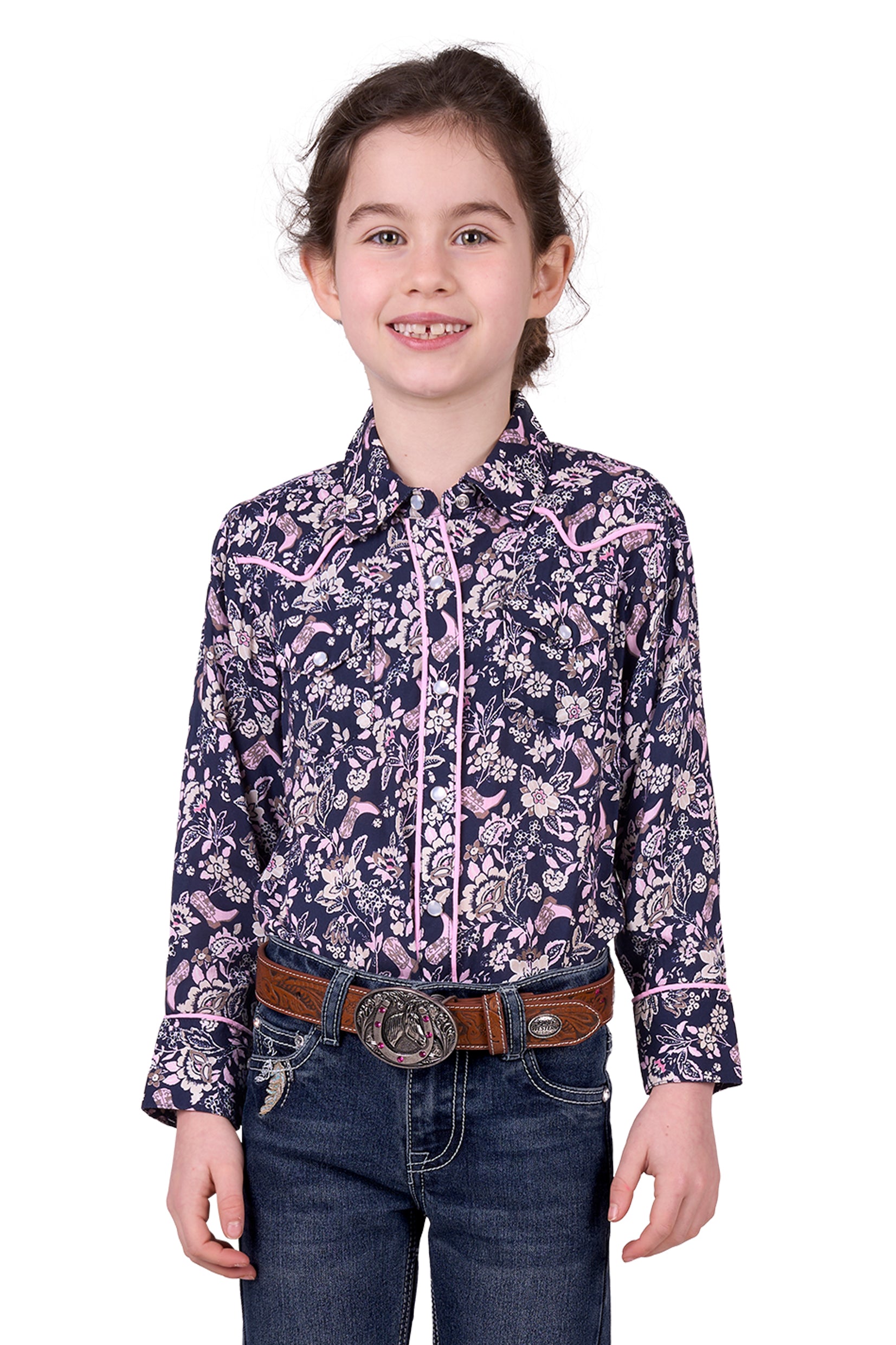 Pure Western Girls Hannah Long Sleeve Shirt - Black Friday Sale