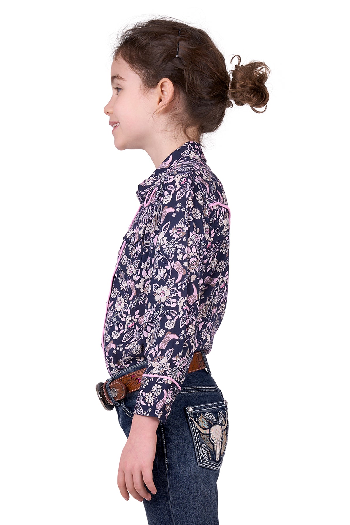 Pure Western Girls Hannah Long Sleeve Shirt - Black Friday Sale