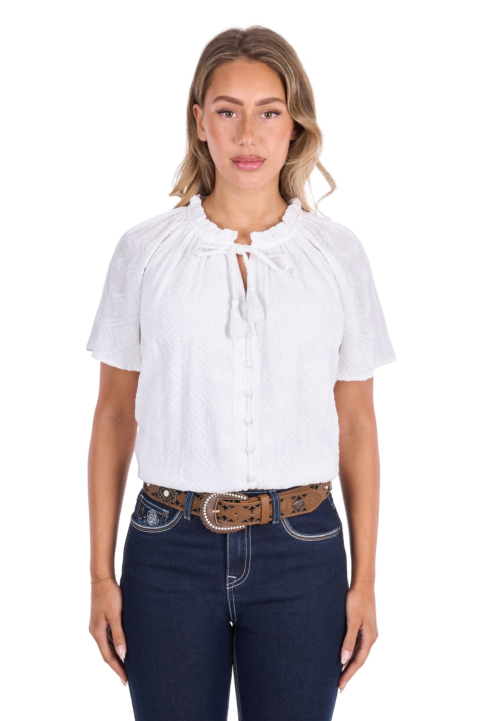 Pure Western Wmns Piper SS Blouse
