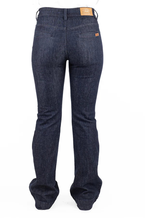 Hitchley and Harrow Dress Trouser Nashville Dark Denim with Dark Stitch