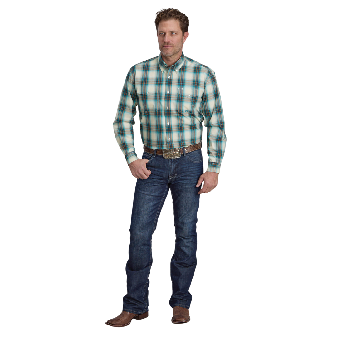 Roper Mns Amarillo Collection LS Shirt Plaid Brown
