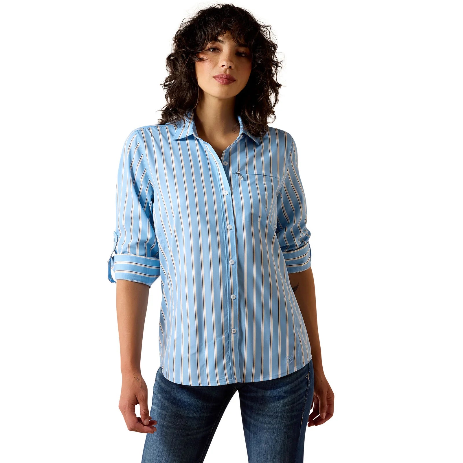 Ariat Wms Venttek LS Shirt Blissful Blue/Rattan Stripe