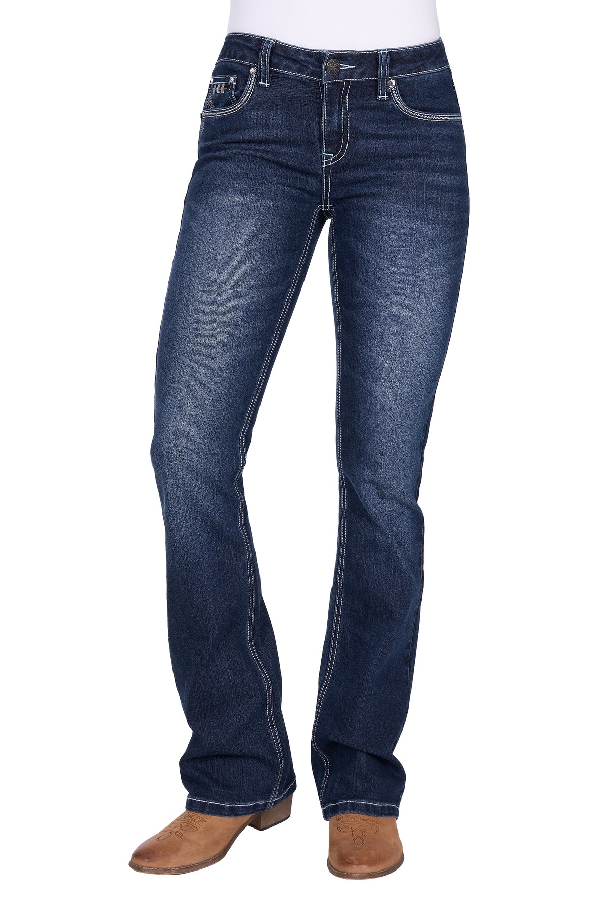 Pure Western Wmns Raven Bootcut Jean 34 Leg