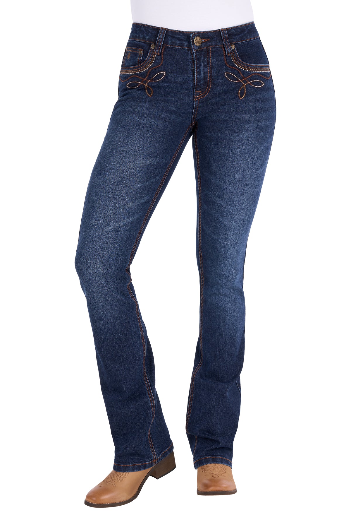 Pure Western Wmns Eden Boot Cut Jean 34 Leg