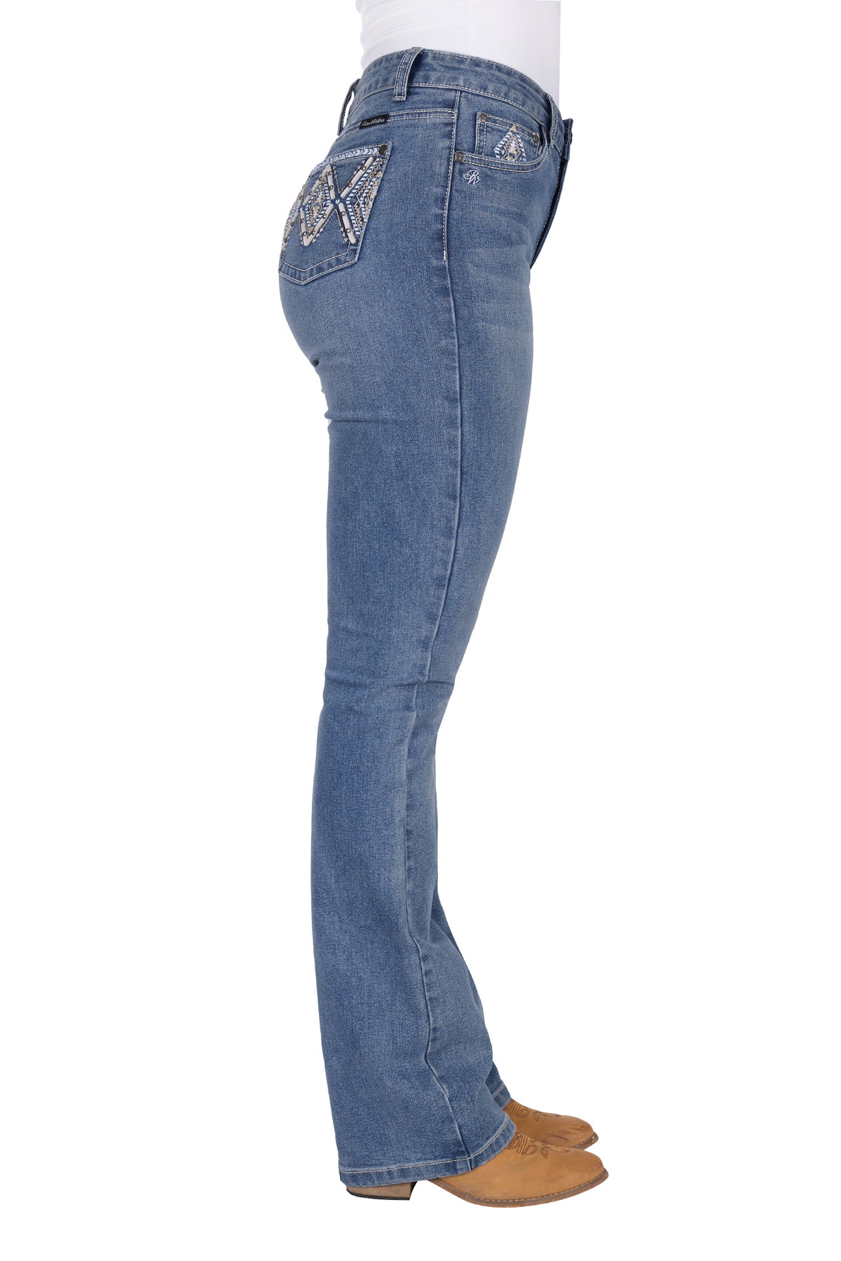 Pure Western Wmns Pam Hi Rise Bootcut Jean 32 Leg