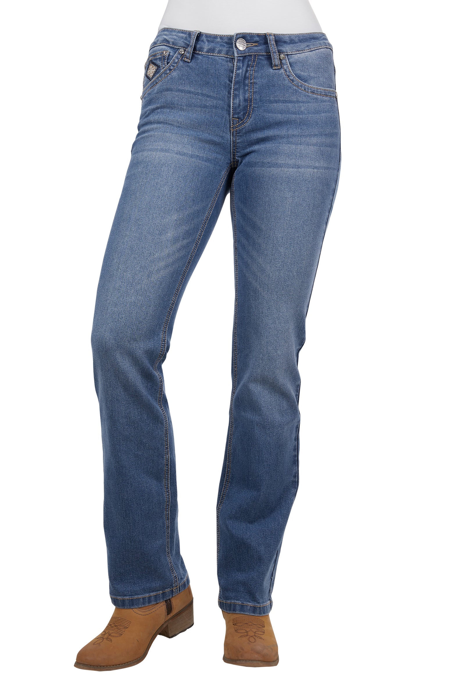 Pure Western Wmns Gia Hi Rise Bootcut Jean 34 Leg