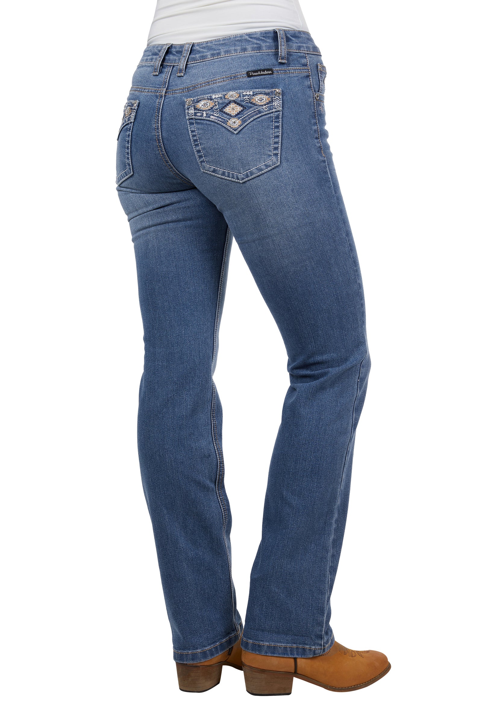 Pure Western Wmns Gia Hi Rise Bootcut Jean 34 Leg