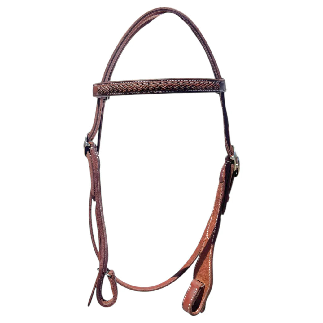 Toprail The Ashleigh 2 Tone Herringbone | Horse Supplies - Bridle | Saddleworld Ipswich