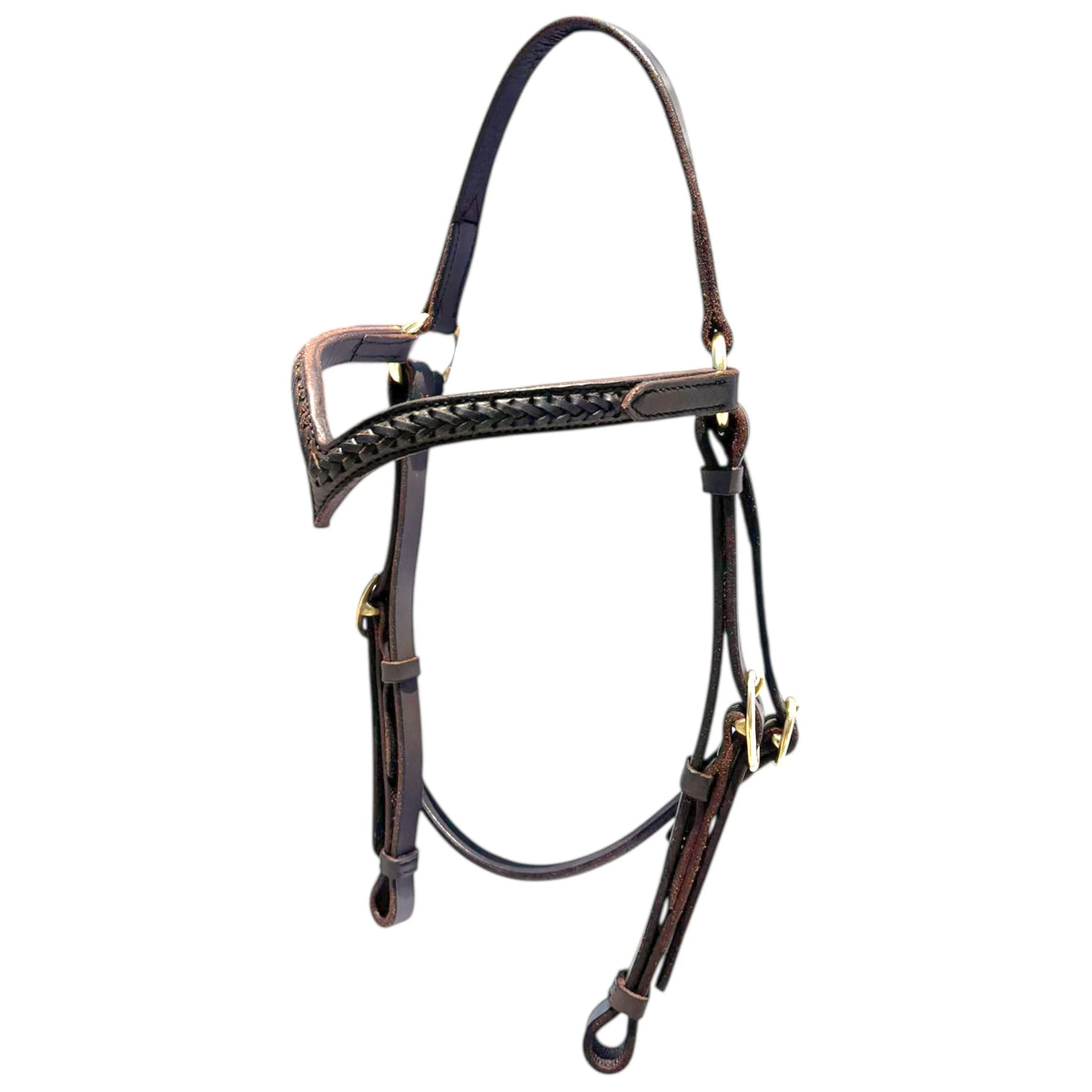 Toprail Leather Barcoo Bridle with Plaited Curve Browband