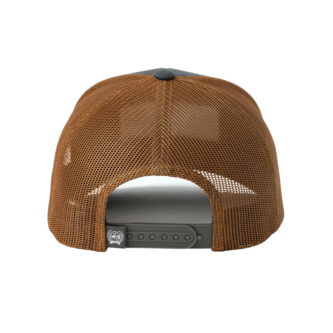 Cinch Mens Charcoal and Brown Logo Patch Trucker Cap | Country Clothing - Caps | Saddleworld Ipswich