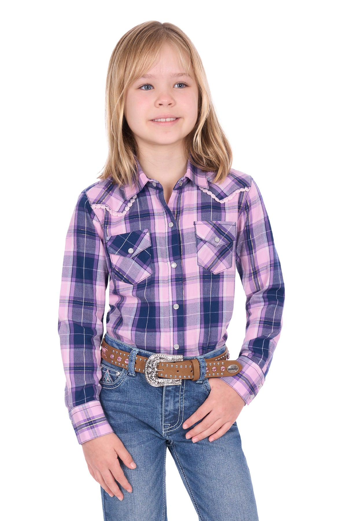 Pure Western Girls Arleen Long Sleeve Shirt | COuntry Clothing - Girls Shirt | Saddleworld Ipswich