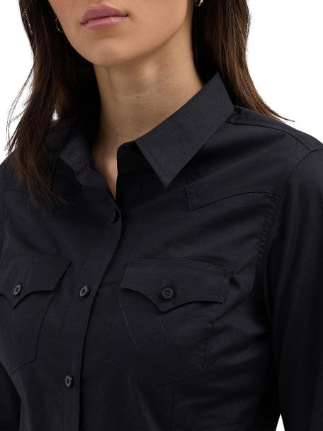Wrangler Wmns Western Black Button Down Shirt