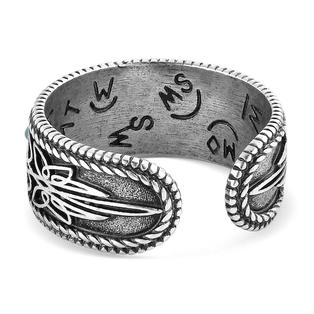 Montana Silversmiths - Boot Stitch Turquoise Open Ring