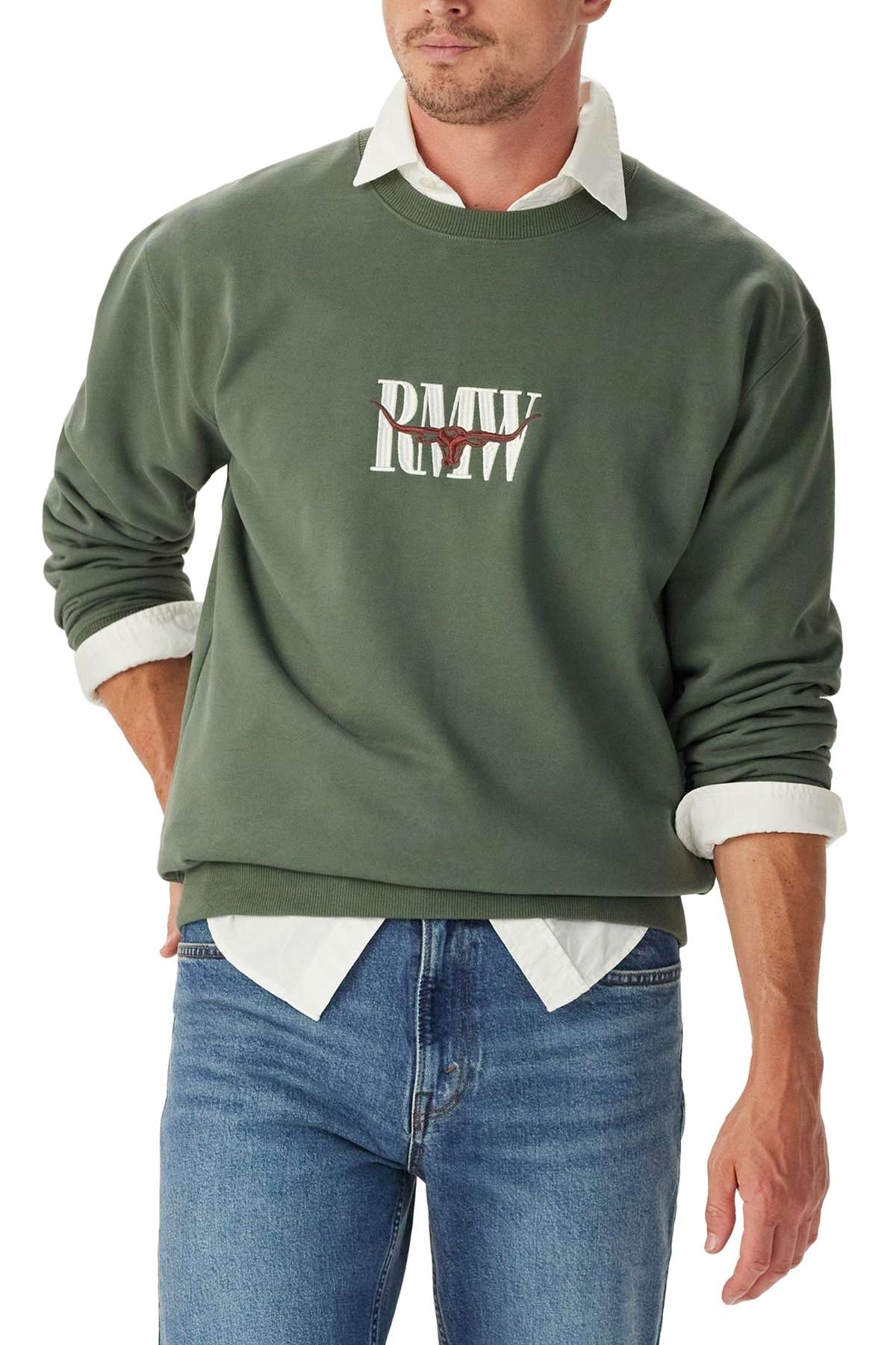 RM Williams Heritage Crew Sweatshirt | Country Clothing - Mens Winter | Saddleworld Ipswich