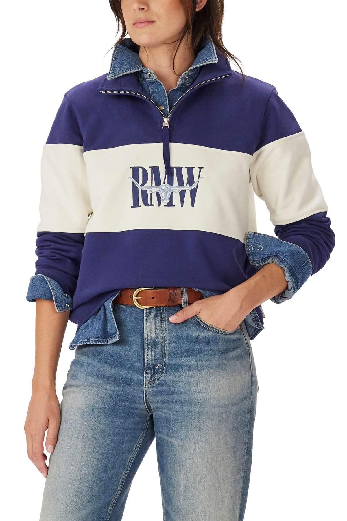 RM Williams Trickett Panel Sweatshirt | Country Clothing - ladies Winter | Saddleworld Ipswich