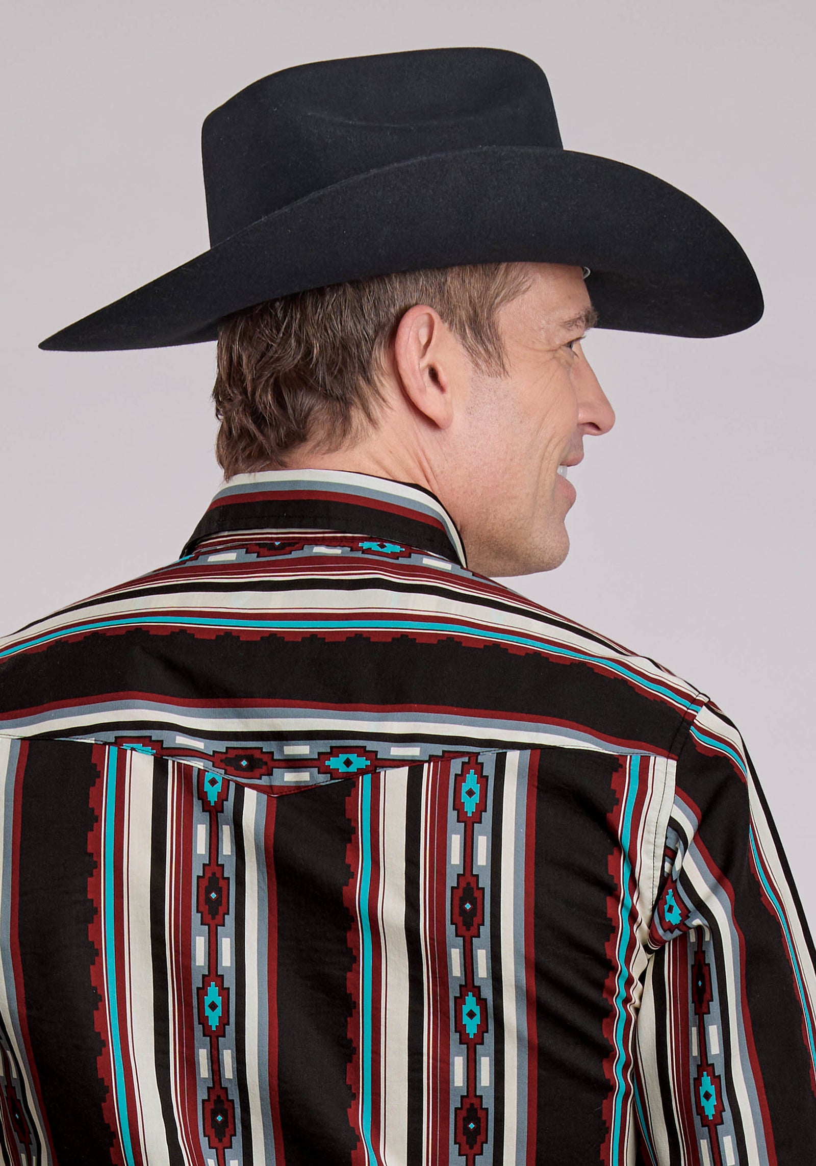 Roper Mns Vintage Collection LS Print Shirt Black | Country Clothing - Mens Shirt | Saddleworld Ipswich