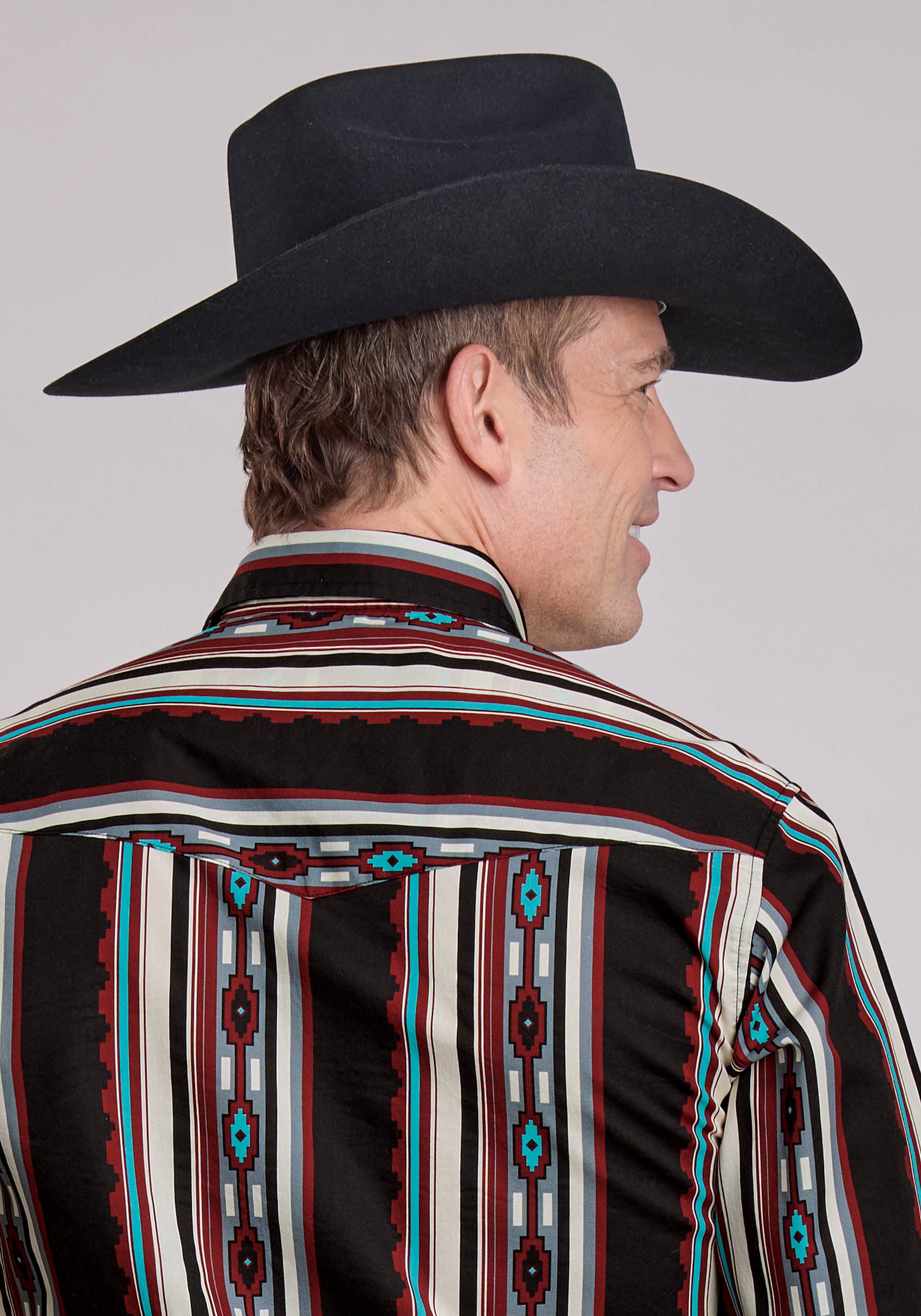 Roper Mns Vintage Collection LS Print Shirt Black | Country Clothing - Mens Shirt | Saddleworld Ipswich