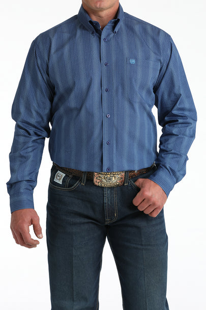 Cinch Royal Blue Weave Print L/Sleeve Shirt