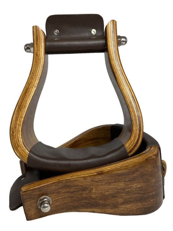 Showman Polished Solid Oak Wooden Stirrups